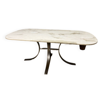 table  design marbre et métal ovale - rectangulaire