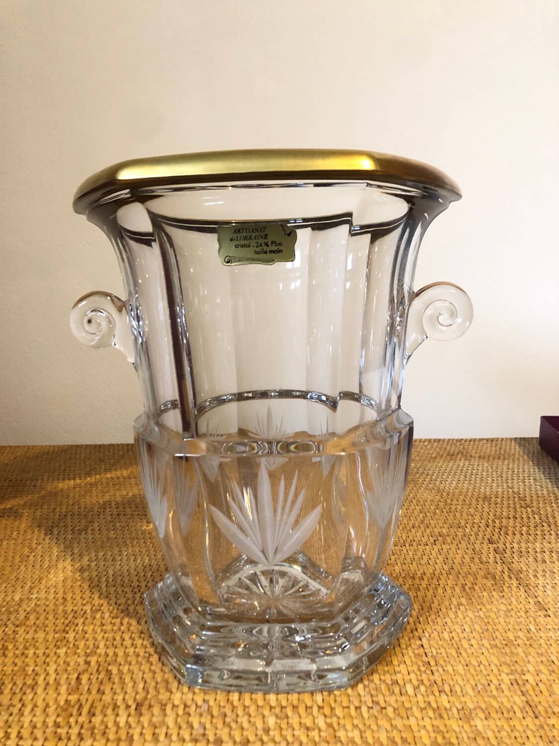 Lorraine crystal champagne bucket with 24 carat gold coating