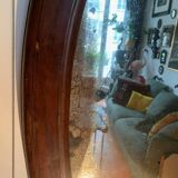 Large antique oval mahogany mirror, mercury glass, 19th century