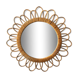 Vintage rattan sun mirror