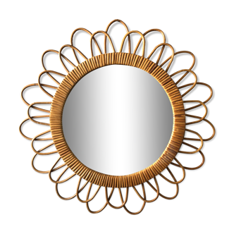 Vintage rattan sun mirror