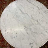 Mahogany pedestal table with marble top veneer