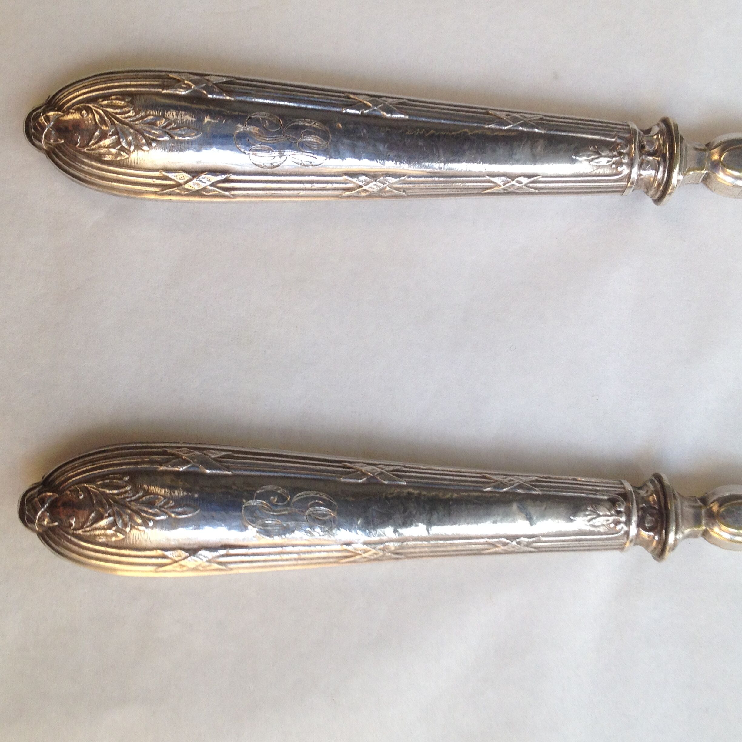 2 serving cutlery in cored silver and silver metal