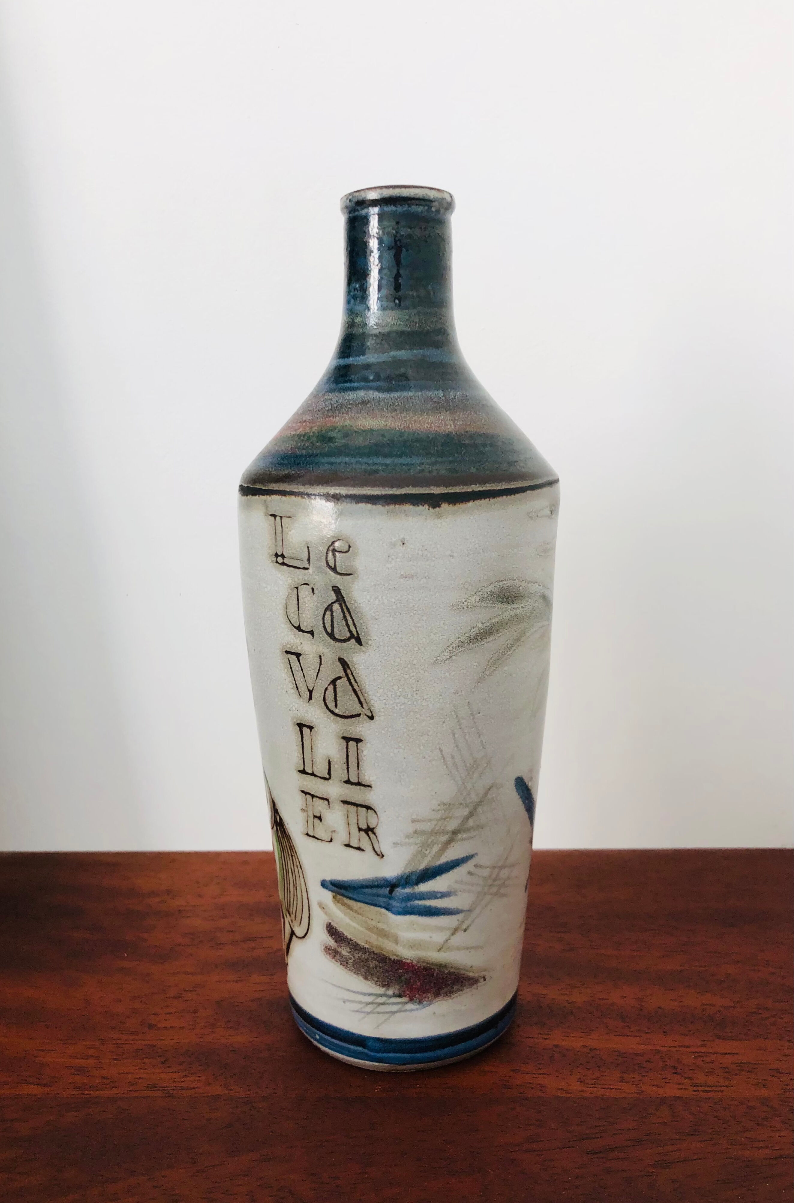Vase en céramique "Le cavalier" de Raymonde Leduc, France années 60
