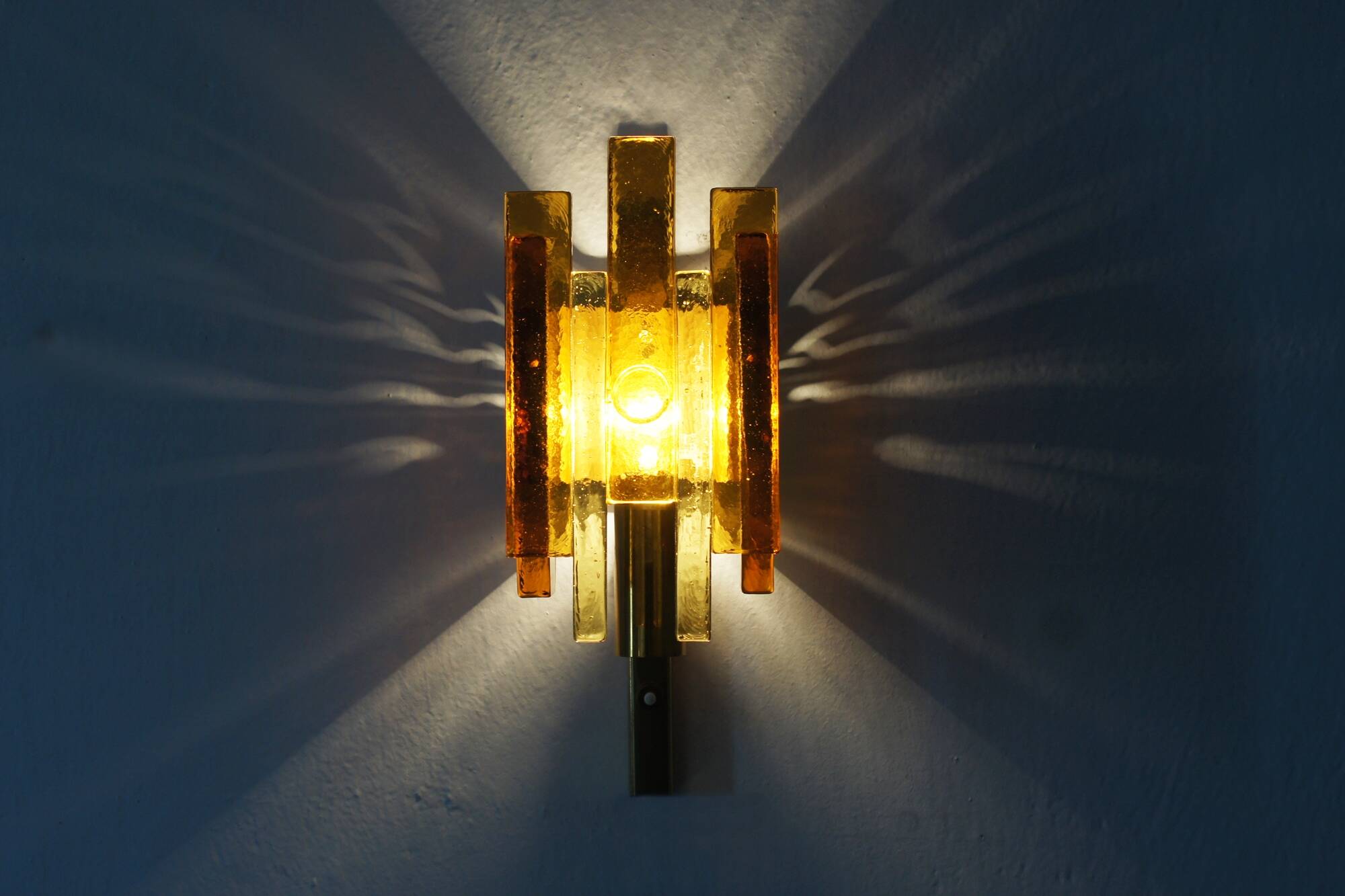 Stacked Glass and Brass Wall Sconce by Svend Aage Holm Sørensen for Hassel