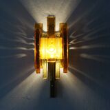 Stacked Glass and Brass Wall Sconce by Svend Aage Holm Sørensen for Hassel