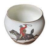 Porcelain pot with equestrian decoration