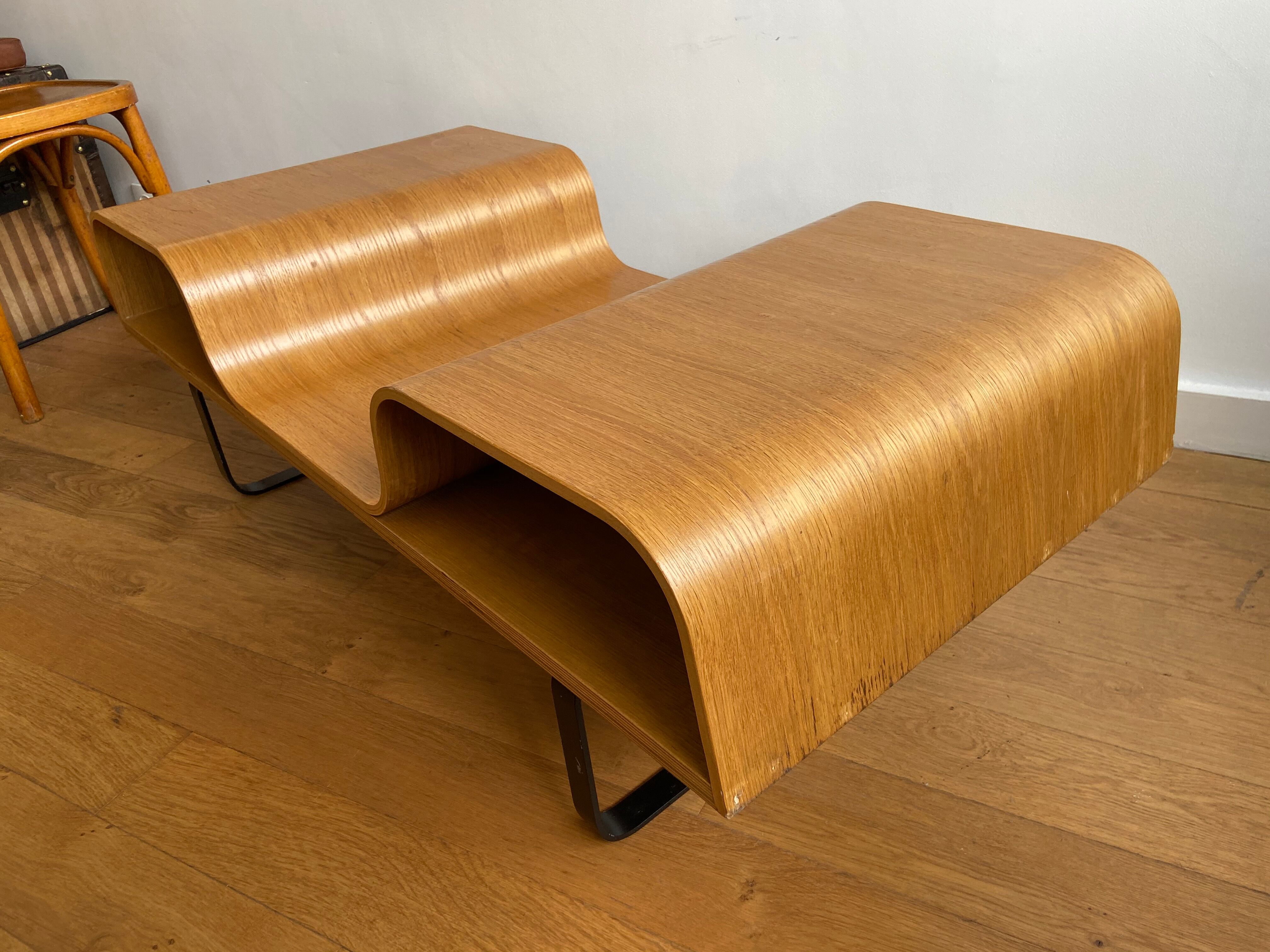 Scandinavian coffee table in wood and black metal
