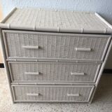 Off-white rattan chest of drawers