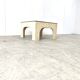 Pair of travertine and brass coffee tables, 1970s