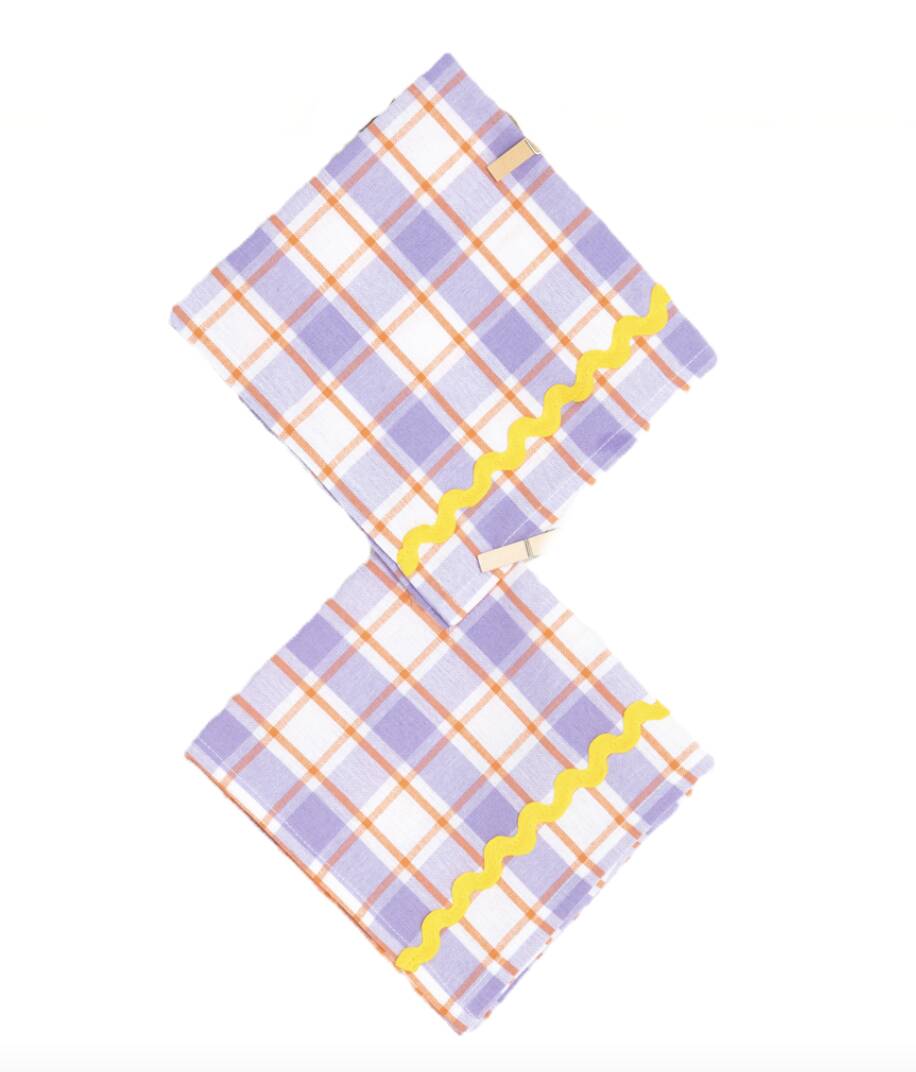 Pair of purple and yellow napkins
