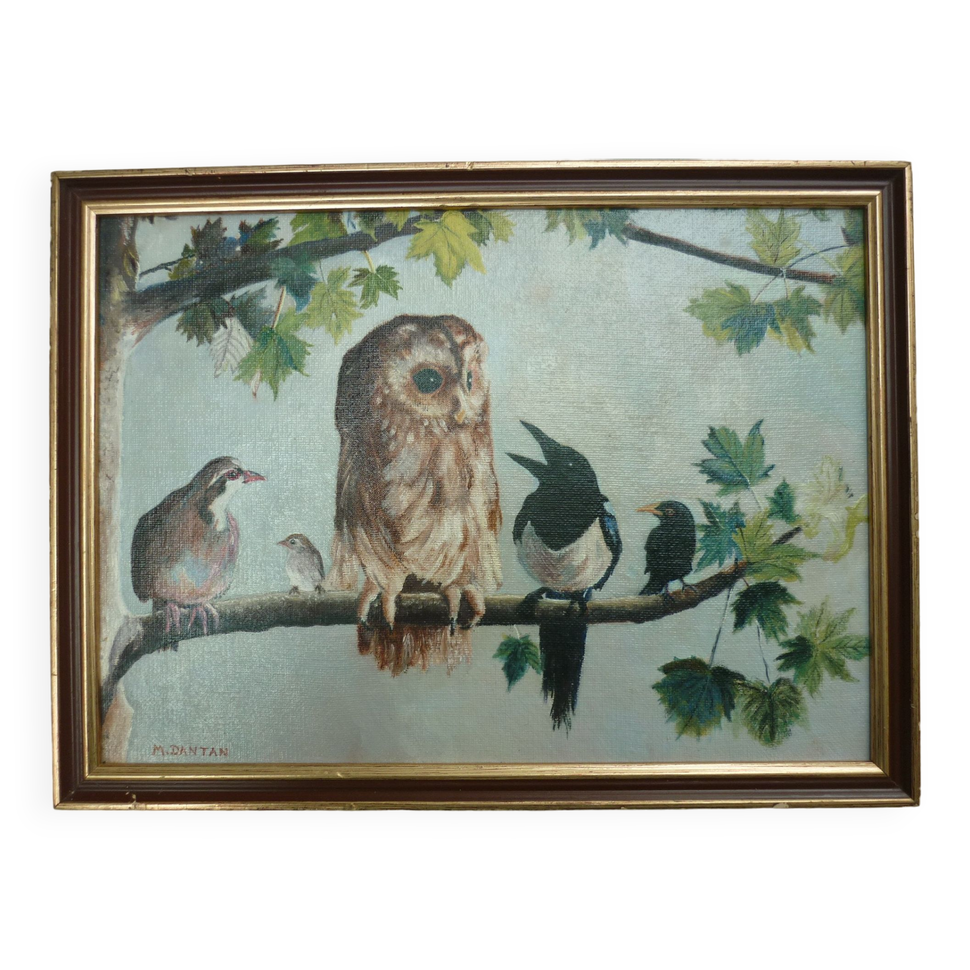Painting birds on panel