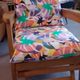 Fauteuil relax vintage en bois – coussins entièrement reconfectionnés