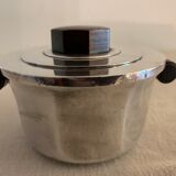 Luc Lanel silver metal and rosewood sugar for Christofle art deco