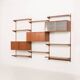 Three-compartment teak wall cabinet by Kai Kristiansen for FM Mobler, Denmark, 1960s