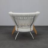 Handcrafted Italian lounge chair by Driade in wood, rope & leather, Italy, 1990s