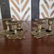 Pair of brass candlesticks decorated "flowers" 1970