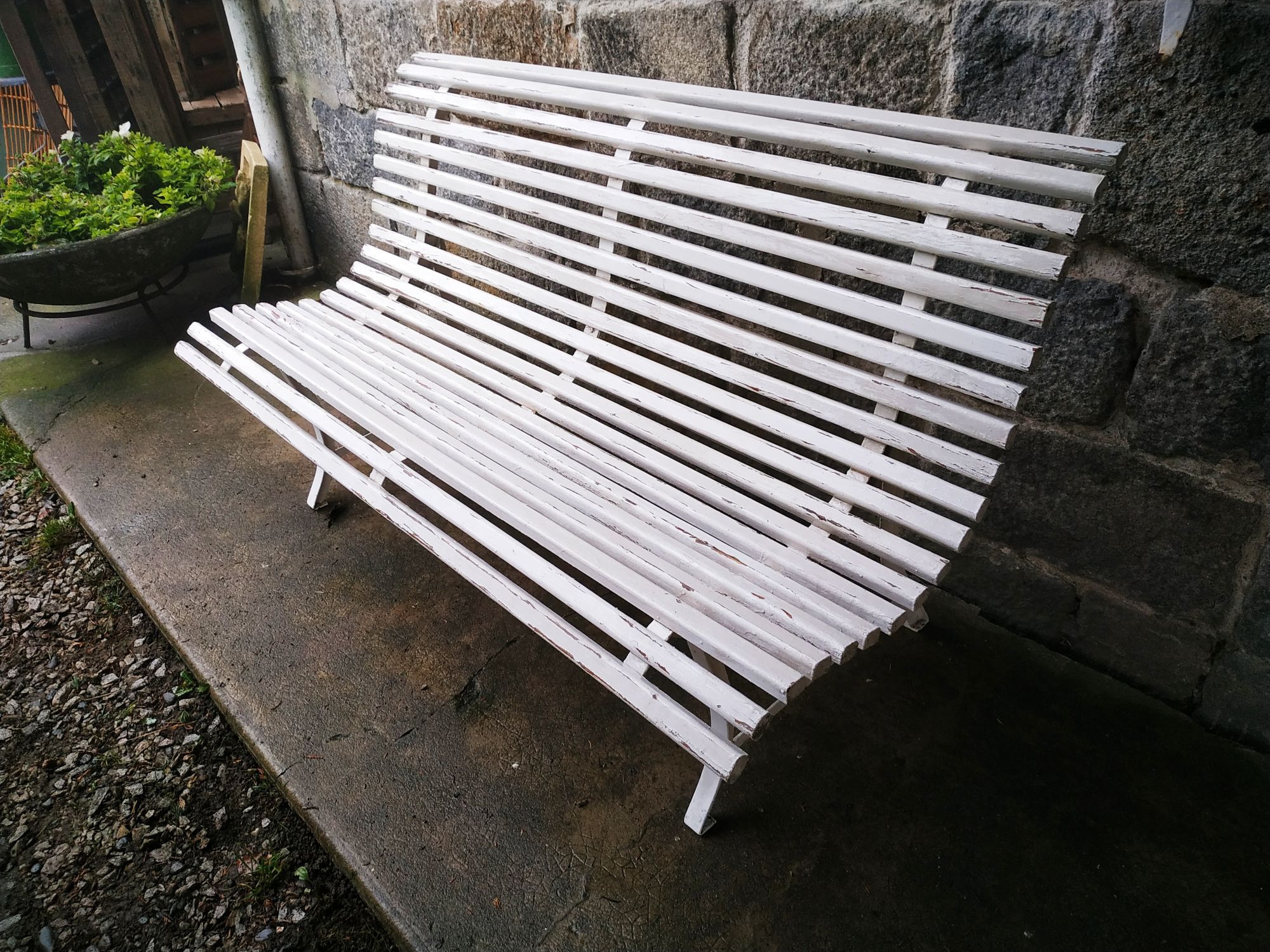 Vintage slatted garden bench