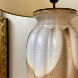 Table lamp in glazed ceramic and beige paper