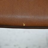 5 1960s Scandinavian style chairs in brown wood and skai, French handcrafted by Raincy