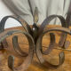 Occasional table in wrought iron and marble
