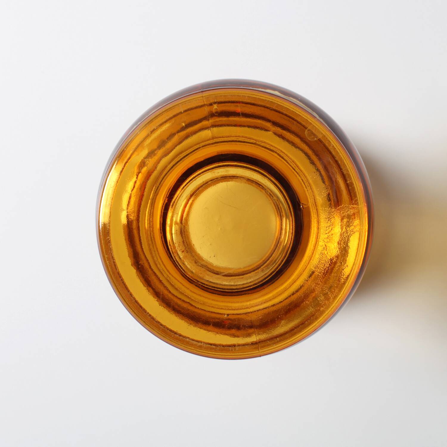 Mid-century Small Amber Honey Pressed Glass Vase / Italy / 1960s