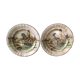 Earthenware of longwy xix th 2 plates décor rooster of barnyard and fox