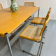 Large table design USM Haller wooden top and chrome structure