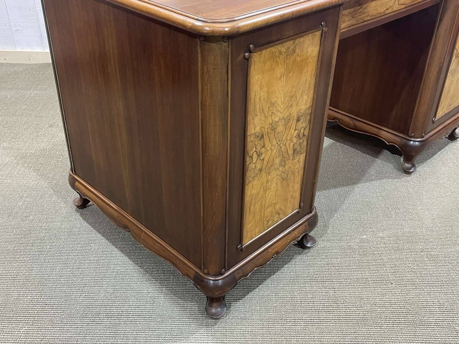 1950s English desk in walnut and oak