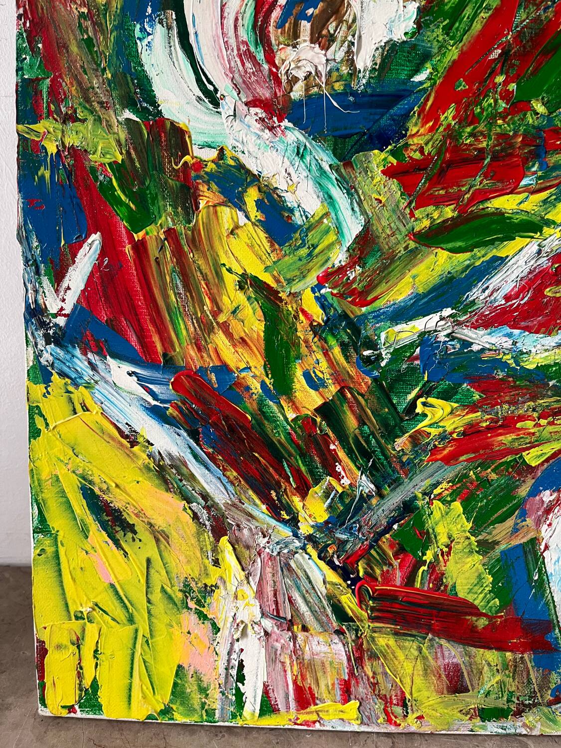 Jazzman playing the double bass, abstract, signed