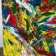Jazzman jouant la contrebasse, abstrait, signé