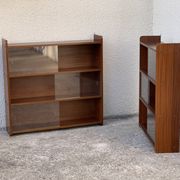 Bibliothèque murale vitrée en teck vintage 1950