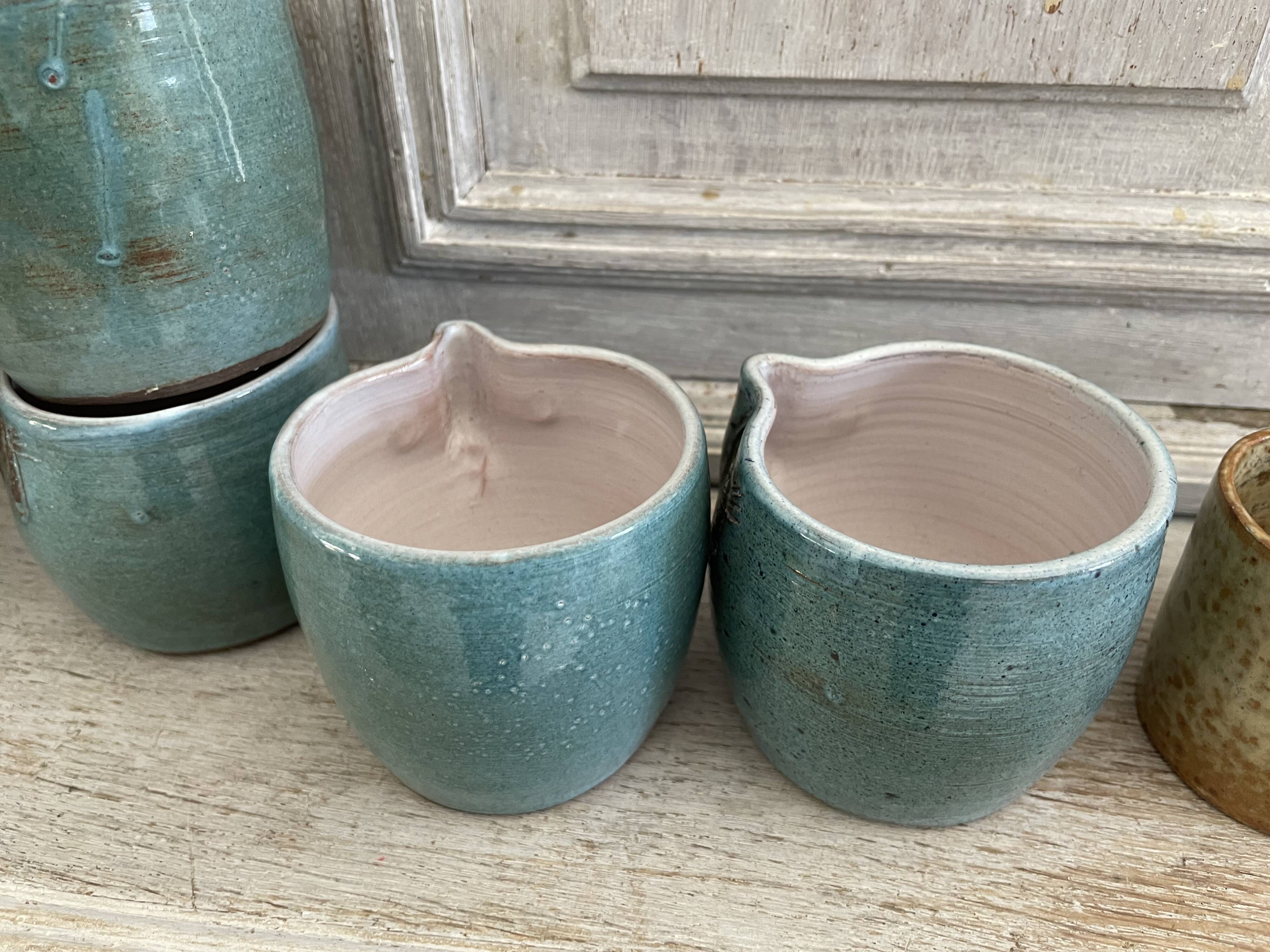 Set 6 vintage ceramic owl mugs