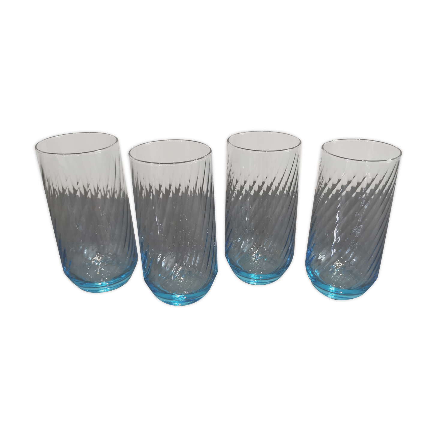 4 blue tourbillon water/orangeade glasses