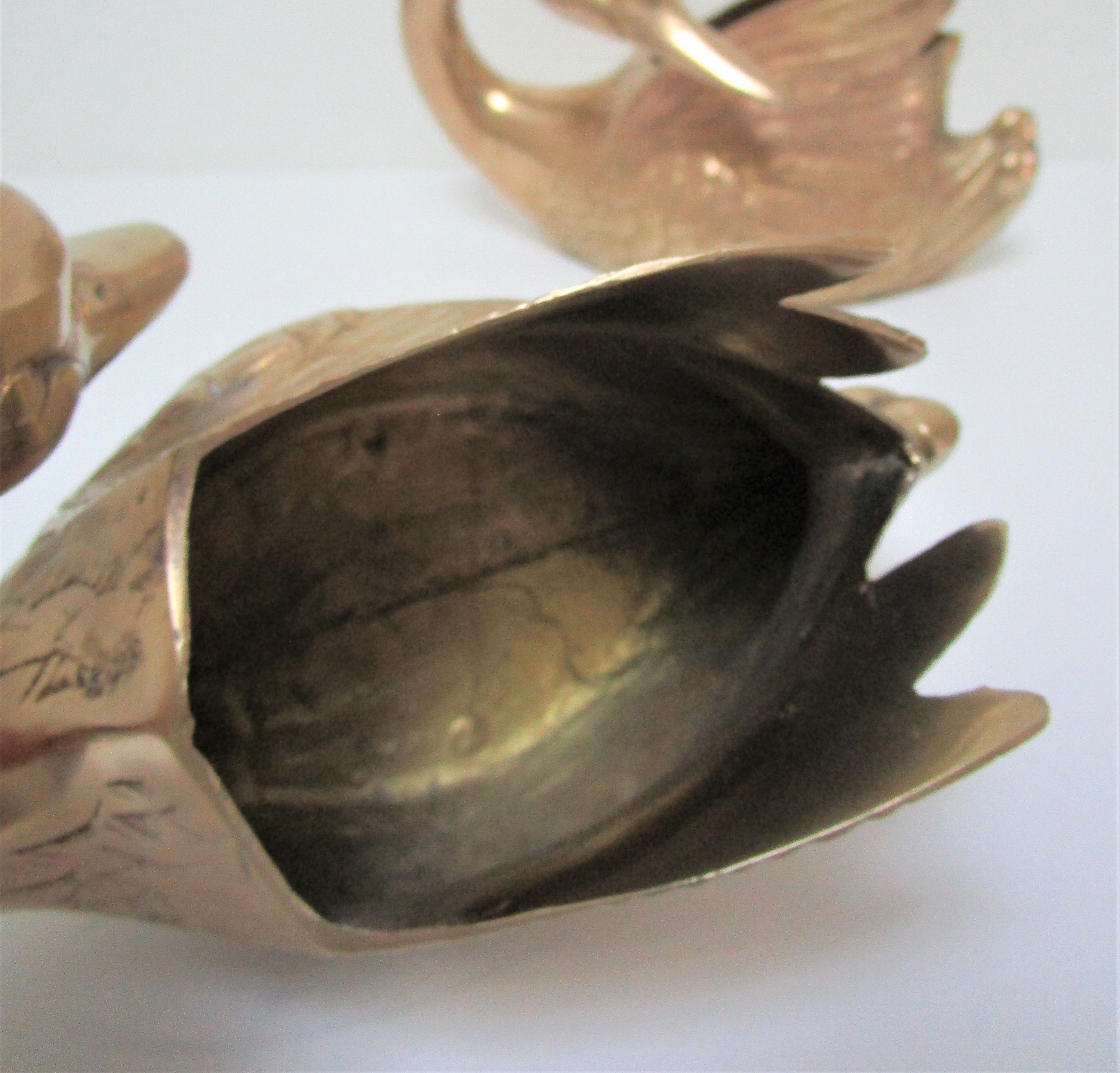 Two vintage solid brass brass zoomorphic pot pot cache