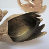 Two vintage solid brass brass zoomorphic pot pot cache