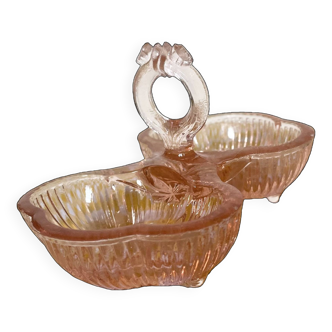 Salière double verre moulé rose