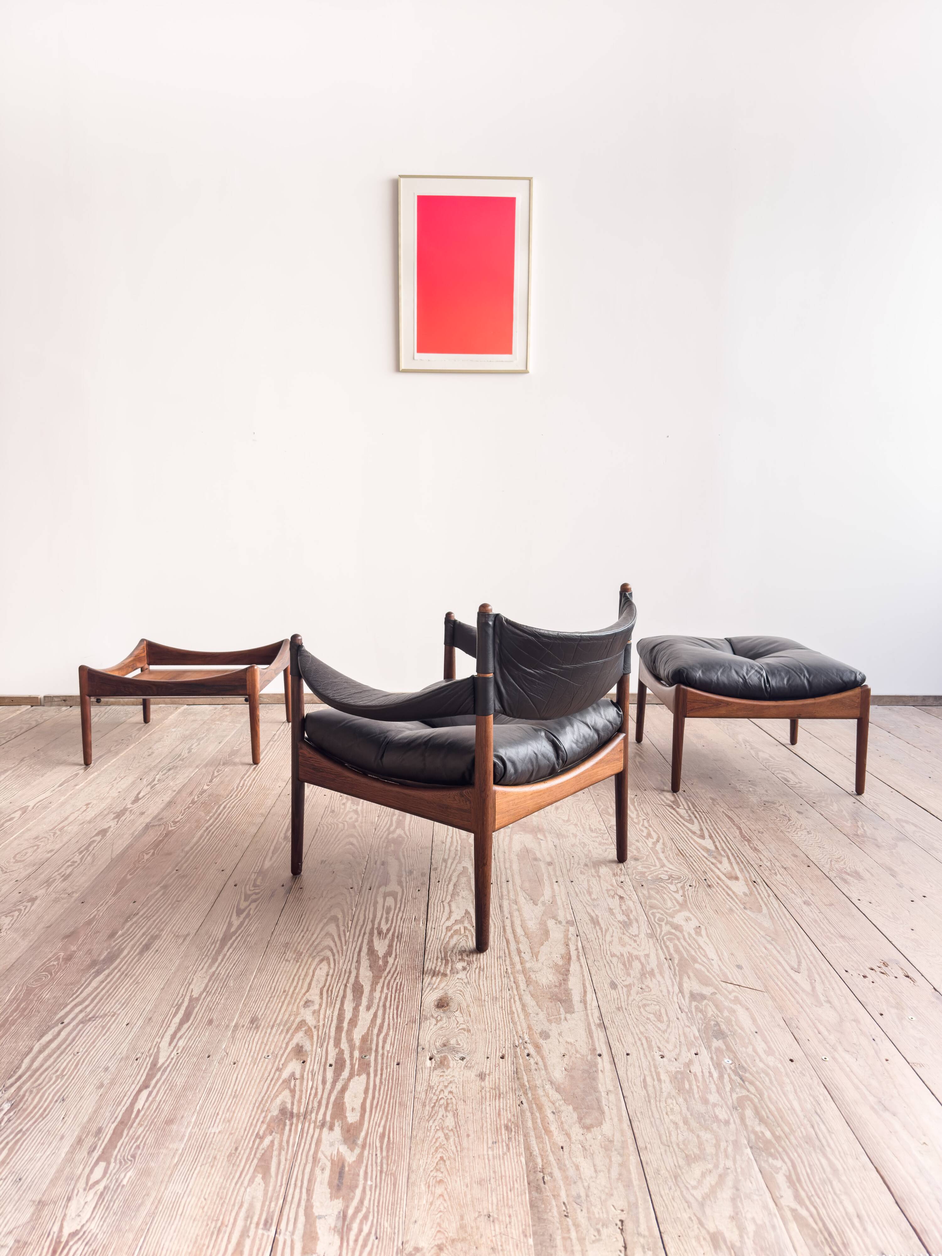 Ensemble danoise avec fauteuil, repose-pieds et table par Kristian Vedel