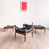 Ensemble danoise avec fauteuil, repose-pieds et table par Kristian Vedel