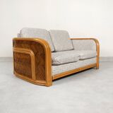 Sofa bamboo and rattan with graphic fabric