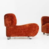 Canapé modulable vintage italien Giuseppe Munari en velours orange, Italie, années 1970