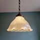Large Holophane pendant light in transparent grooved glass