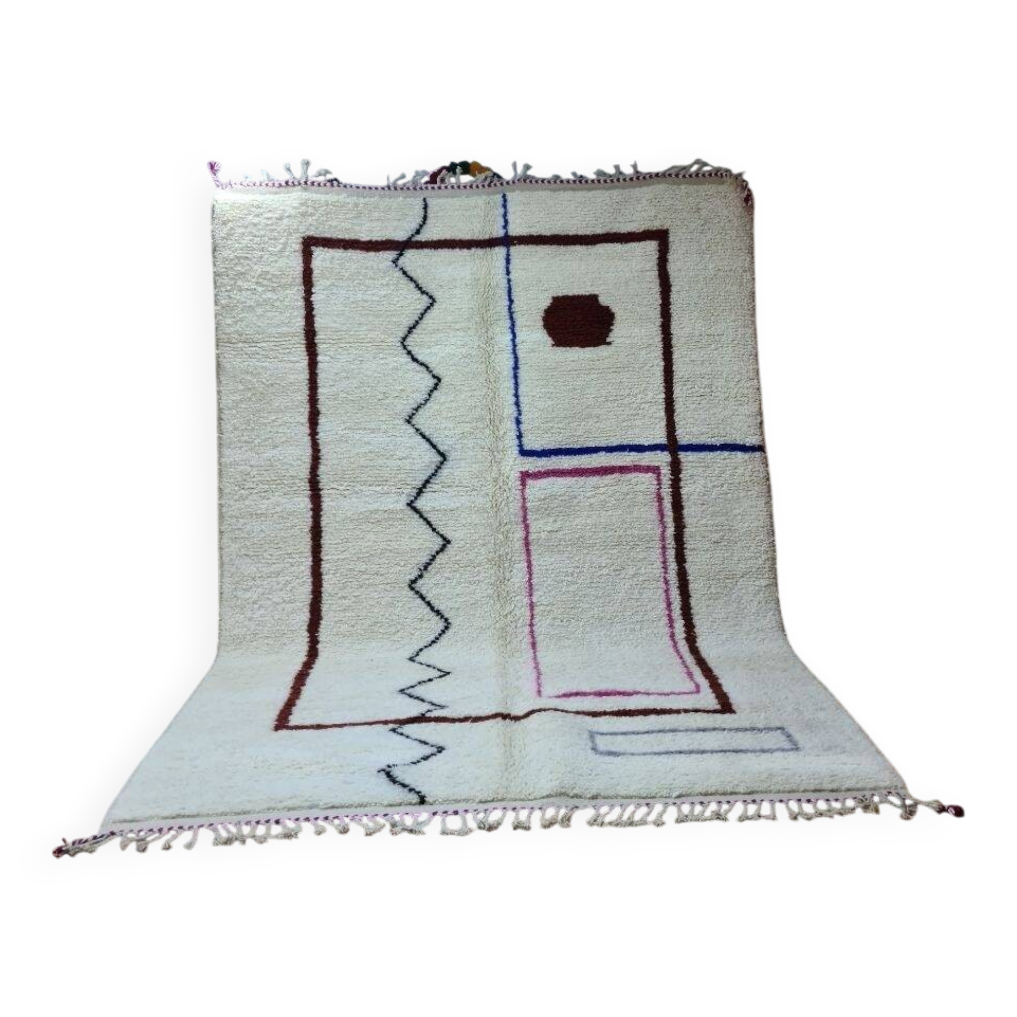 Large Berber Beni Ouarain Rug 300x200cm - Abstract & Artistic Design