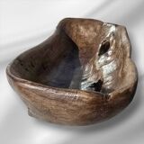 Vintage olive wood tray, serving dish, trinket, brutalist