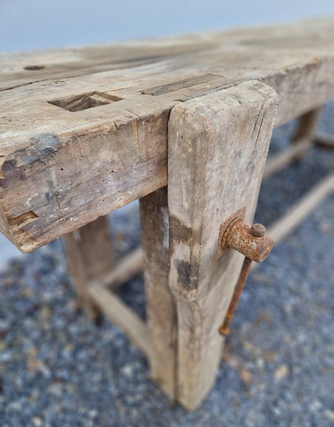 Antique solid wood workbench