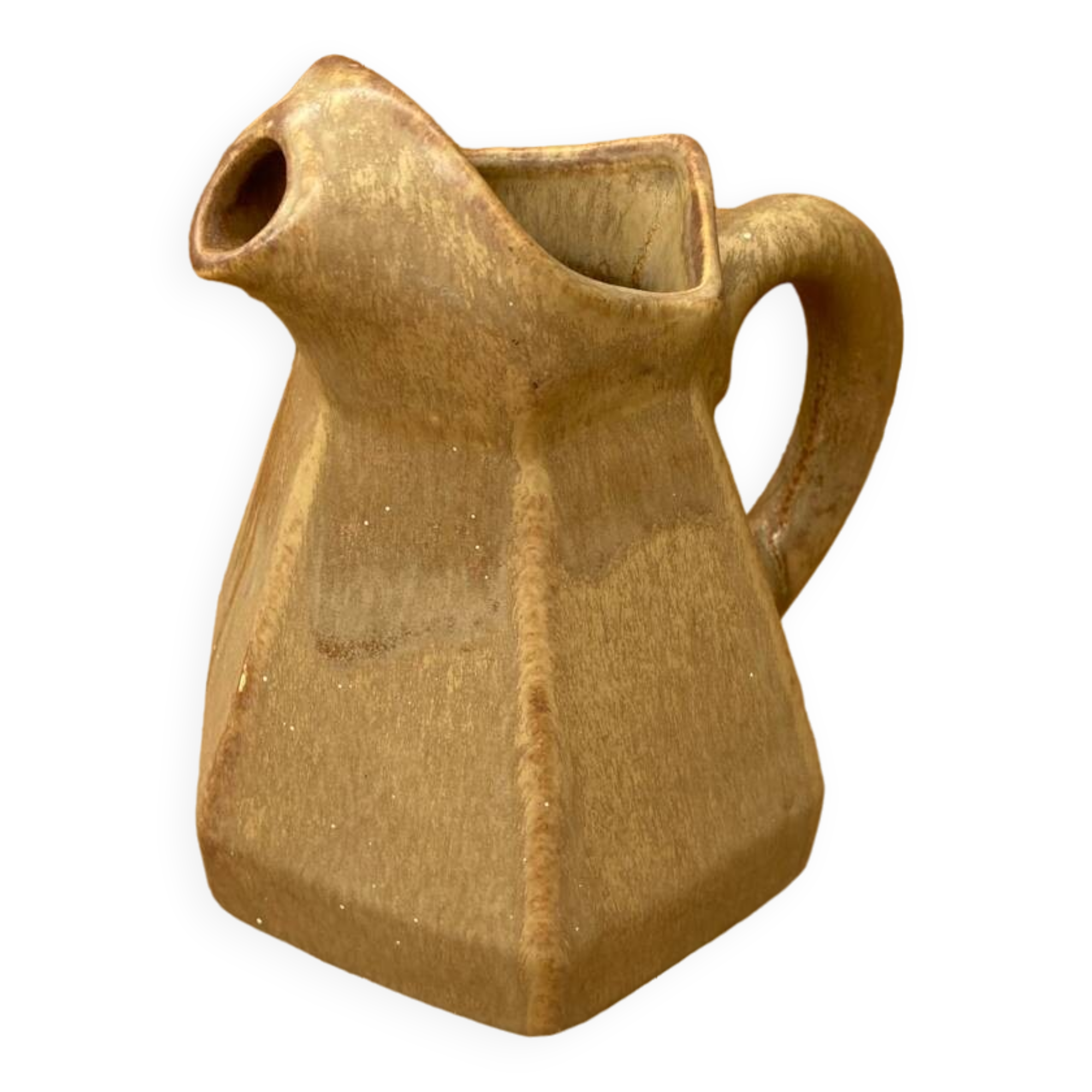 Antique Art Deco Pitcher Flamed Stoneware From Morvan Beige Vintage Service