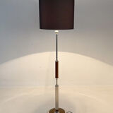 Lampadaire chrome et bois des années 1950, Tchécoslovaquie, restauré