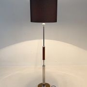 1950s Chrome & Wood Floor Lamp, Czechoslovakia, Restored