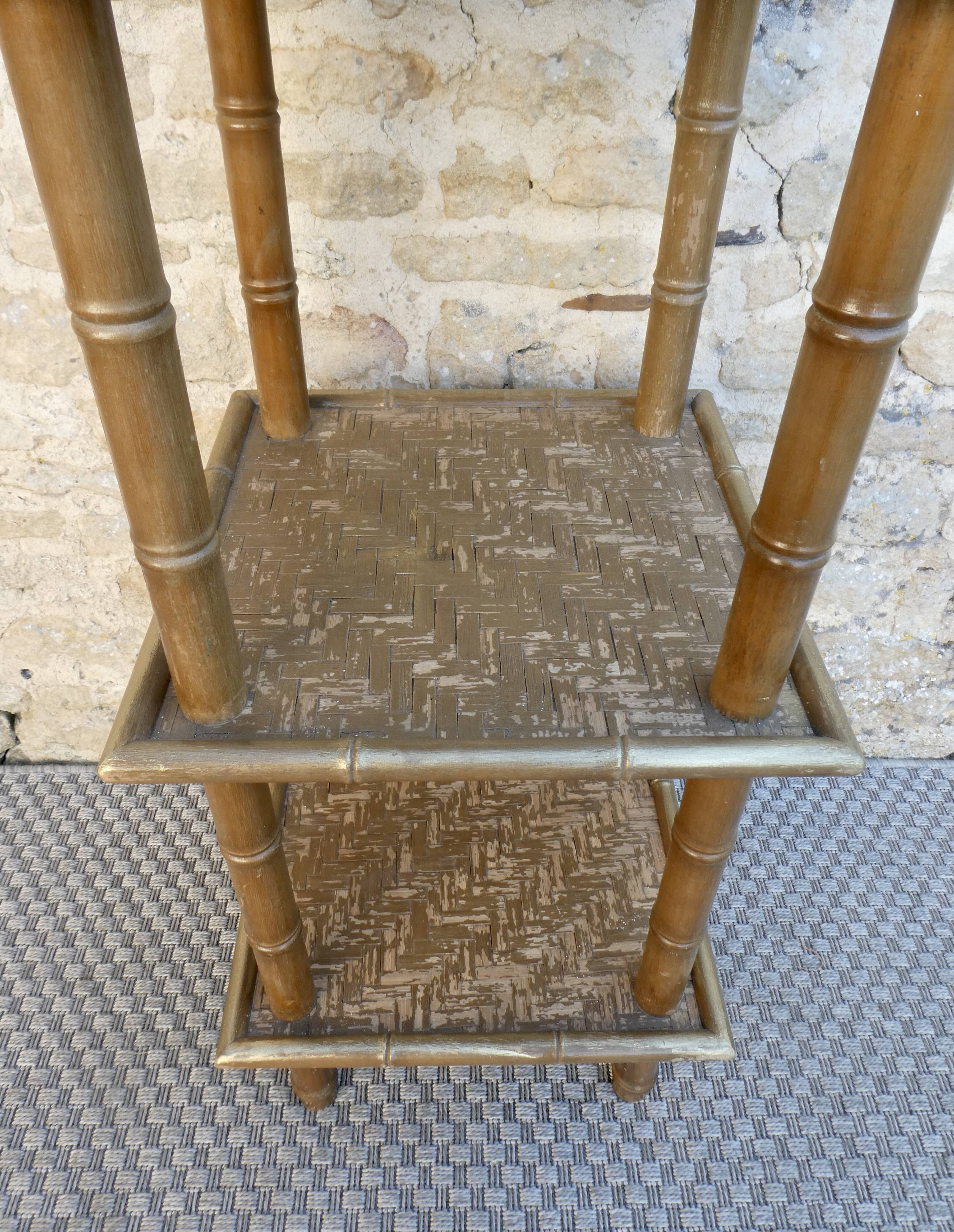 Bamboo shelf and rattan weaving