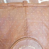 Moroccan vintage leather pouf